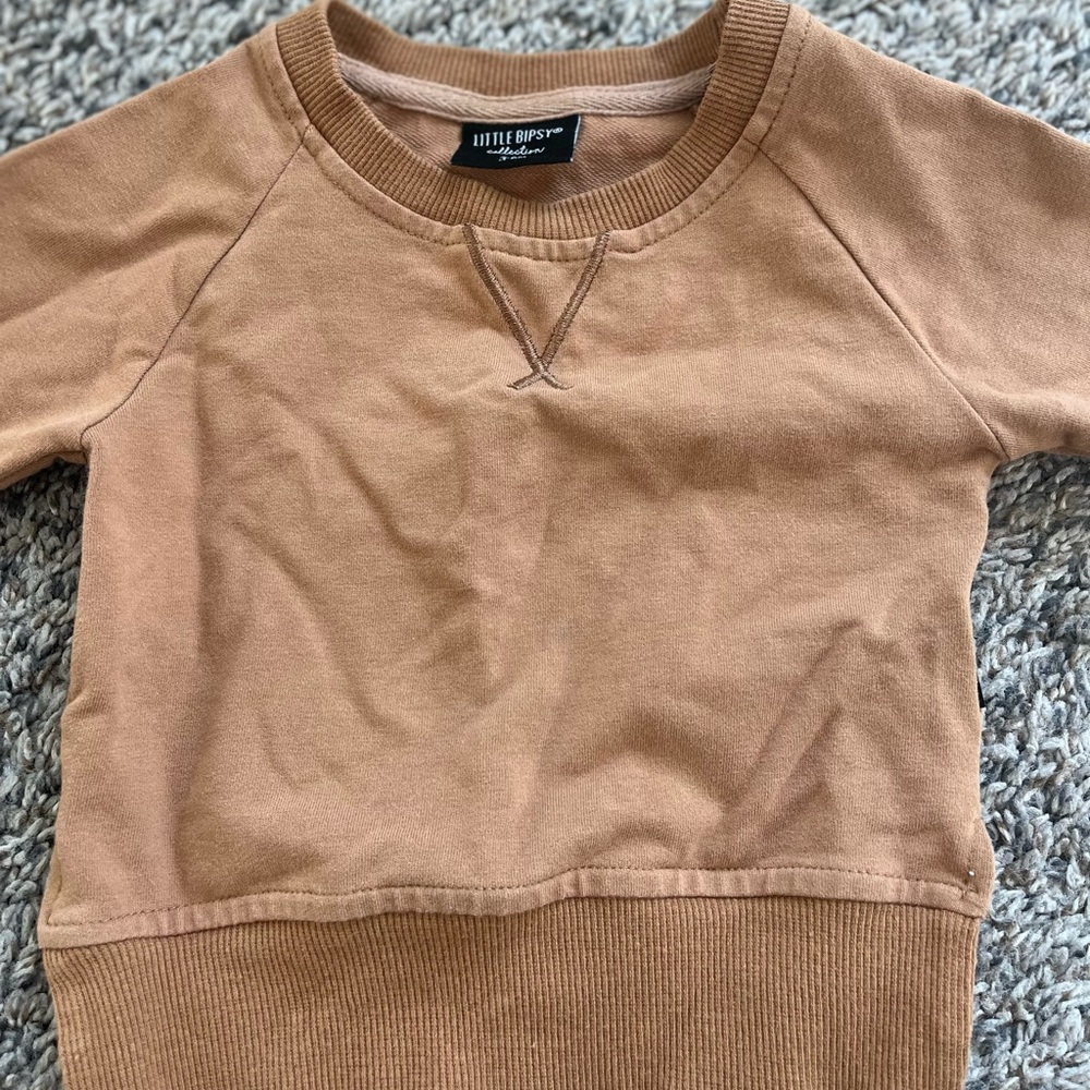 Worn, Little Bipsy Nut-Meg pullover, size 3-6 months.